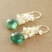 Forest Green Quartz Earrings in 14k Gold Fill, Gemstone Clusters White Topaz Pearl, aubepine