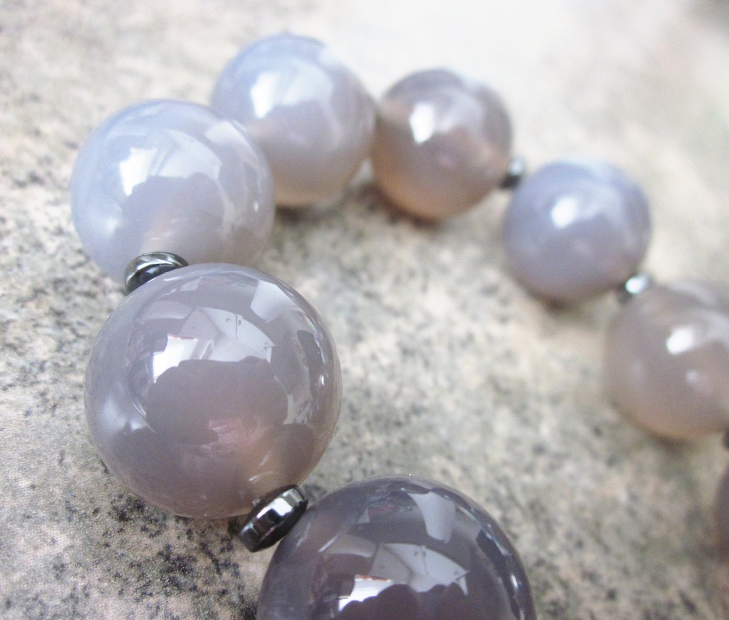 Smoky Quartz Bracelet. Chunky Gemstone Rounds. Retro Fashion. Versatile. Neutral - Last One