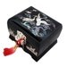 Mother of Pearl Wooden Lacquer Jewelry Watch Ring Mirror Box with Crane and Pine Design