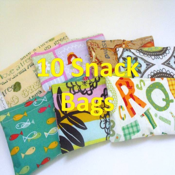 10 Reusable Snack Bags- Mix and Match