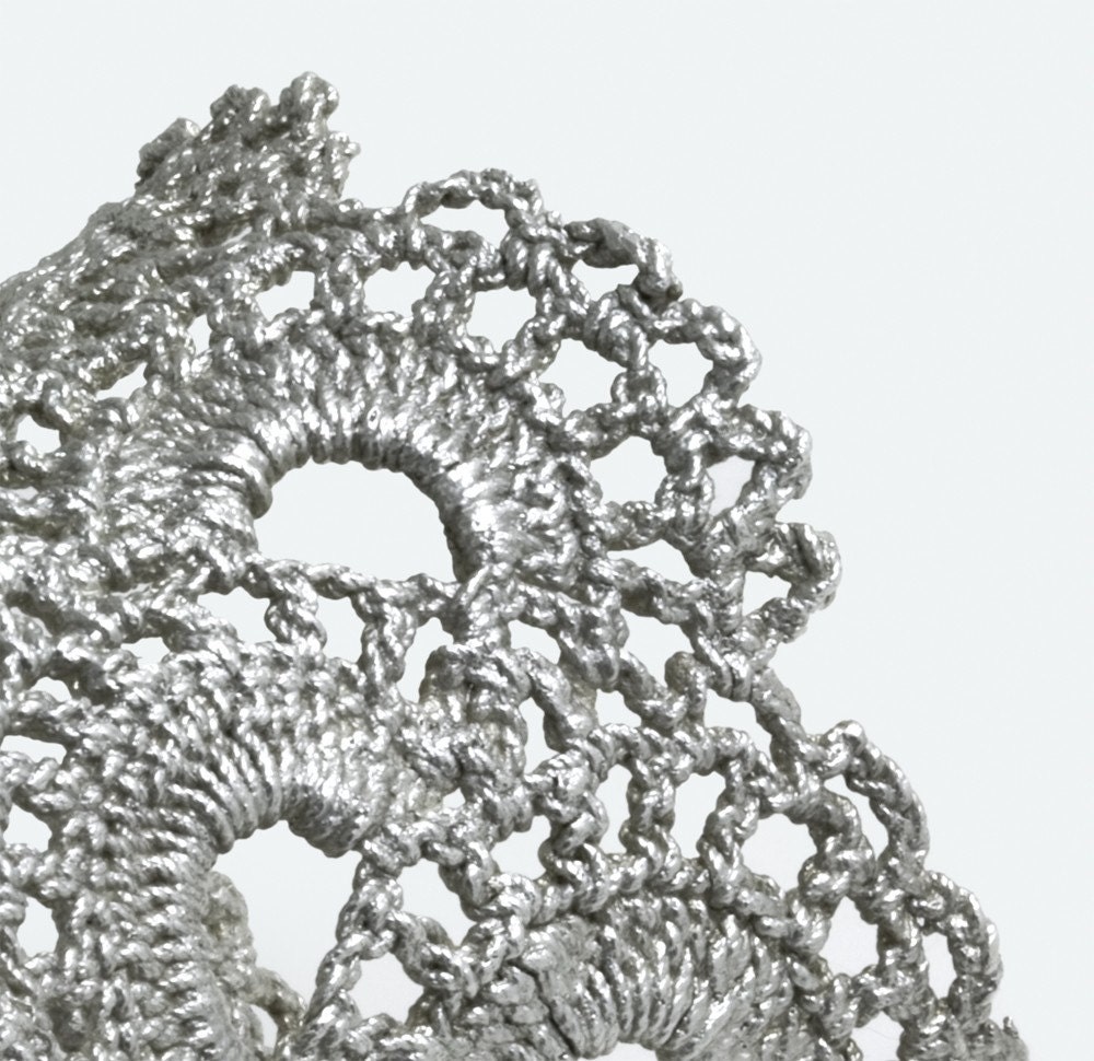 Vintage Scalloped Lace Silver Cuff Bracelet