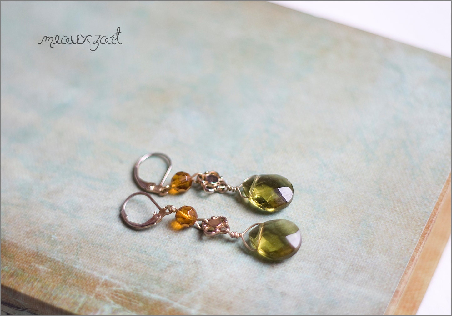 Harvest Orange and Green - Dangle Earrings