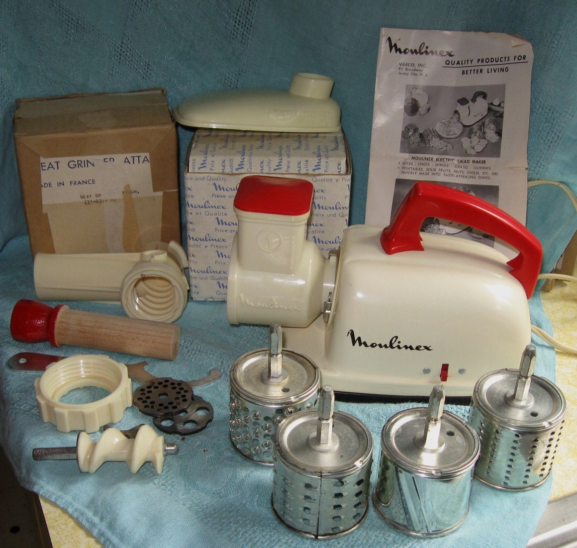 Vintage Moulinex Red & White Food Processor Meat Grinder