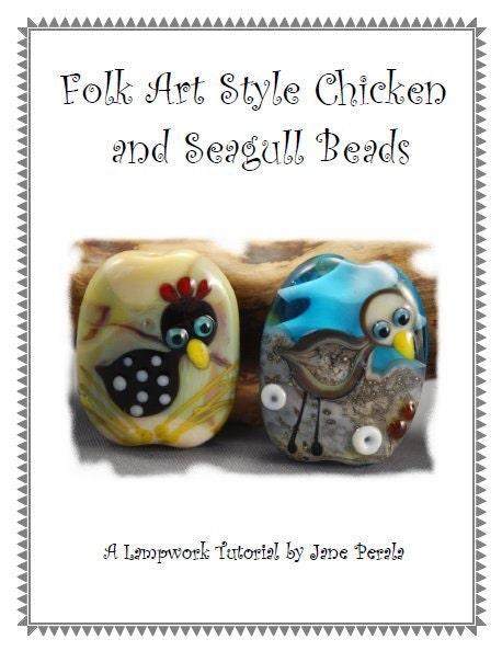 TUTORIAL - Folk Art Style Chicken and Seagull, Lampwork Glass Bead Tutorial