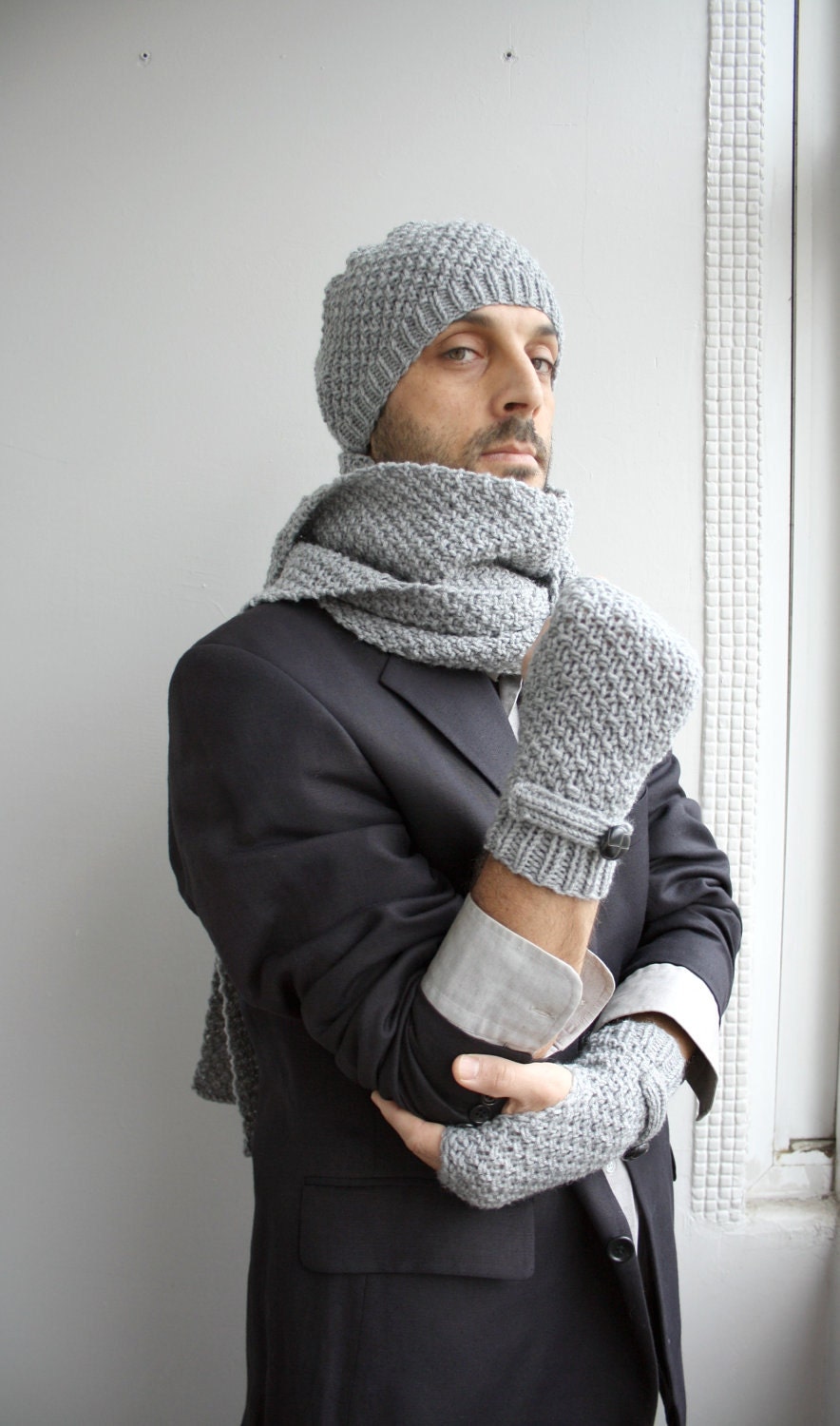 Handknit Wool Mittens gloves  For Men For My DAD perfect Gift Fathers Day Gift