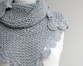 Free Shipping Handmade Silver Grey Triangle  Midi Shawl scarf collar Capelet Cowl Christmas Gift Under75