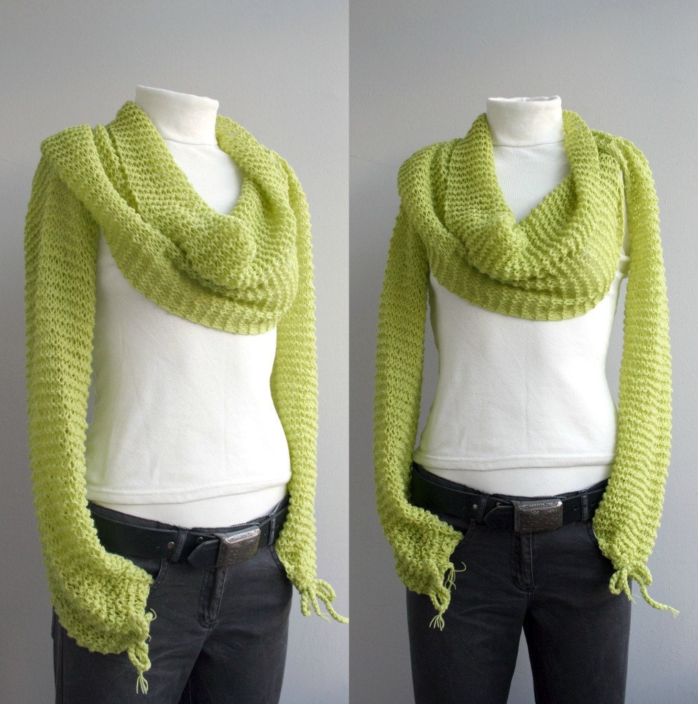 FREE Shipping Long  Sleeve New Season Pistachio Green Bolero Scarf Shawl Neckwarmer Mothers day Gift Gift under 100USD