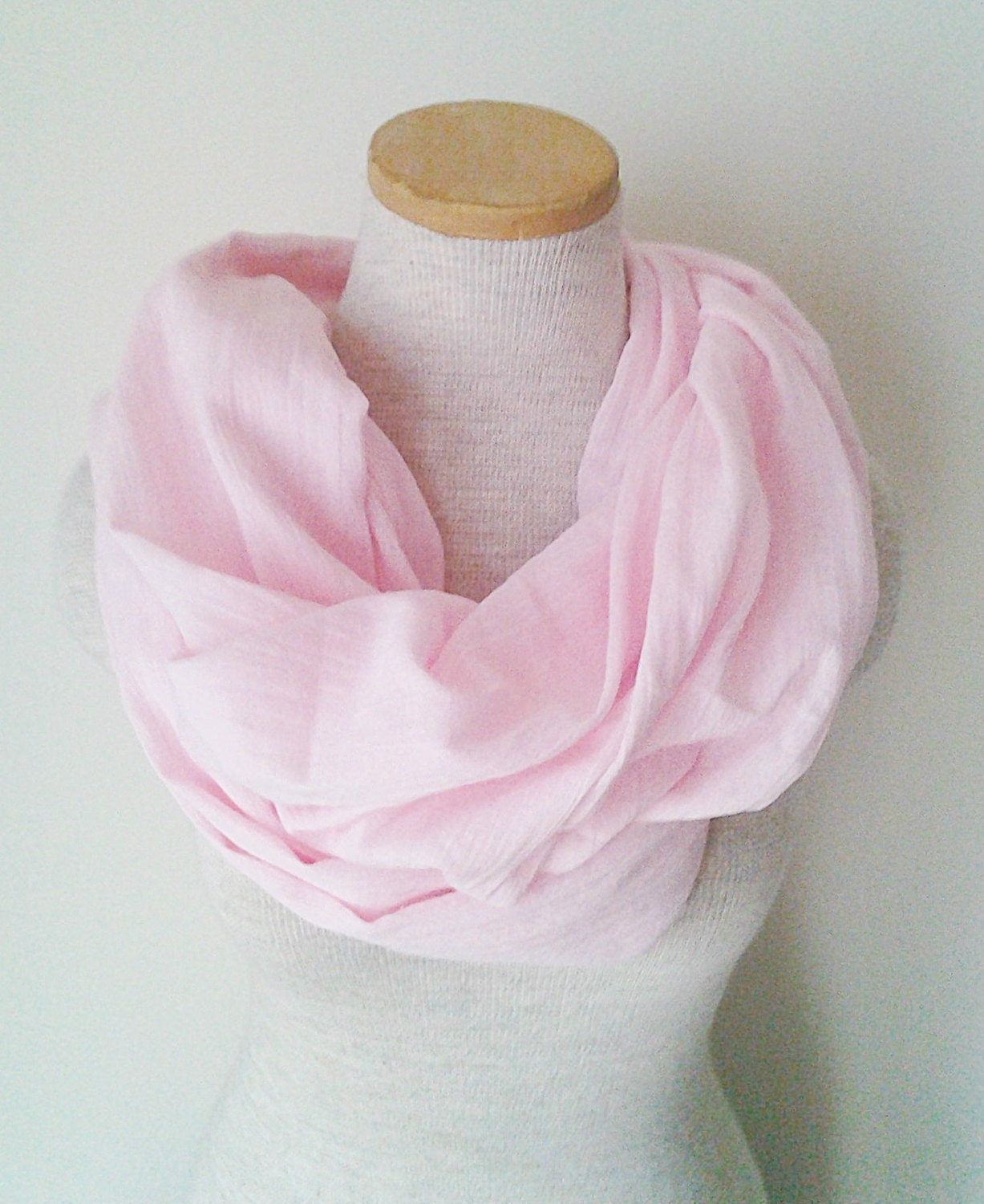 Pink Cotton Gauze Infinity Scarf