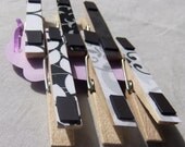 Set of 6 Black and White Magnetic Decorative Clips