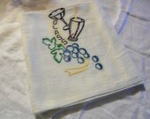 Vintage Linen Dish Towel Embroidered