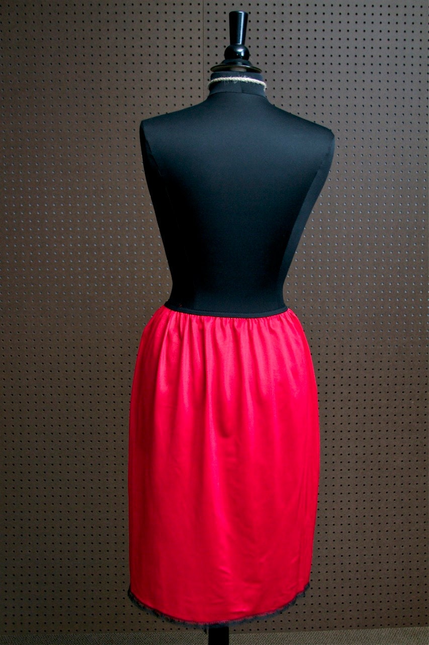 Vintage Neon Red Slip - "Midnight Hour" Underskirt Petticoat