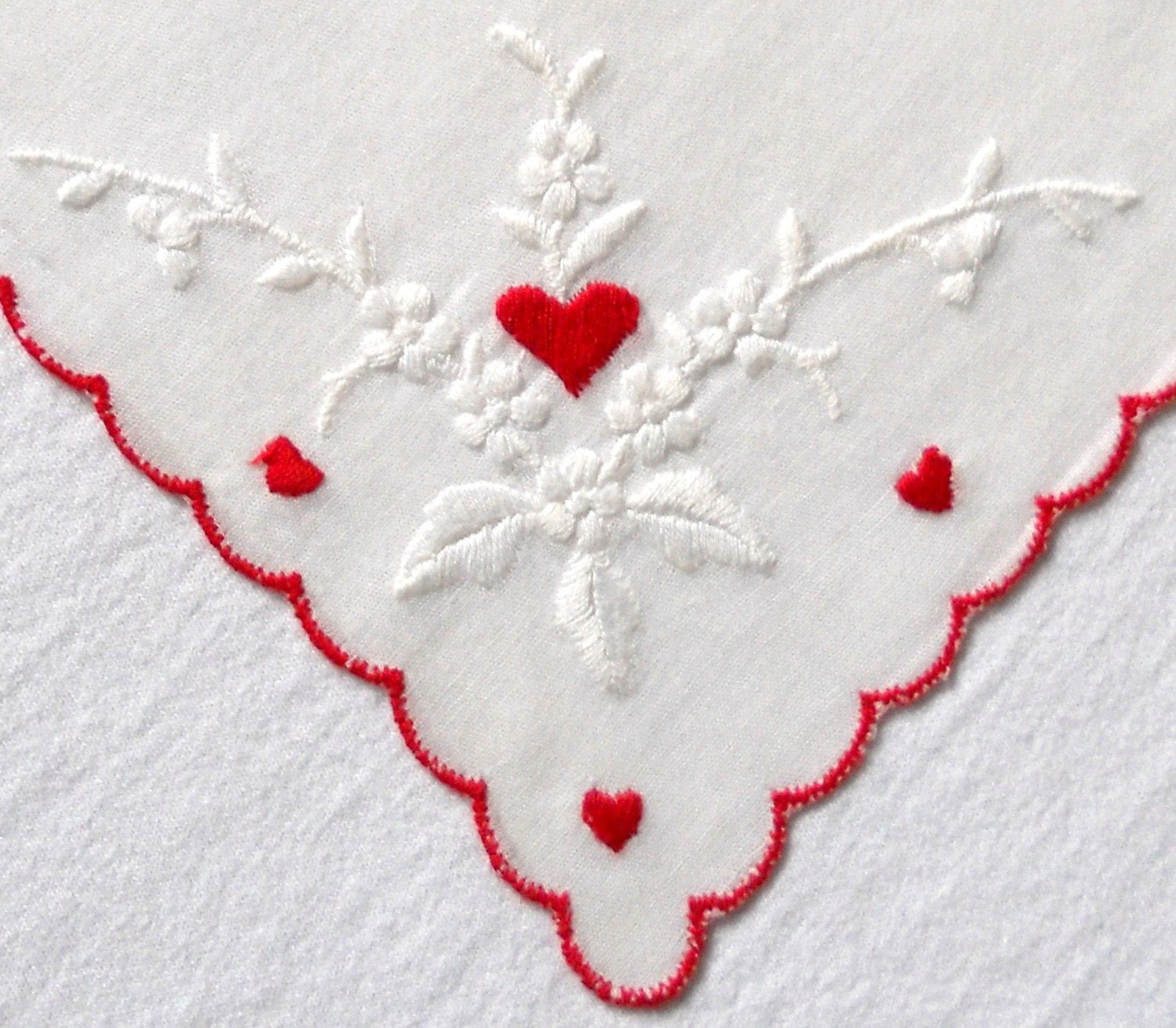 Vintage Ladies Heart Motif Handkerchief