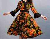 Flower linen midi dress (0005)
