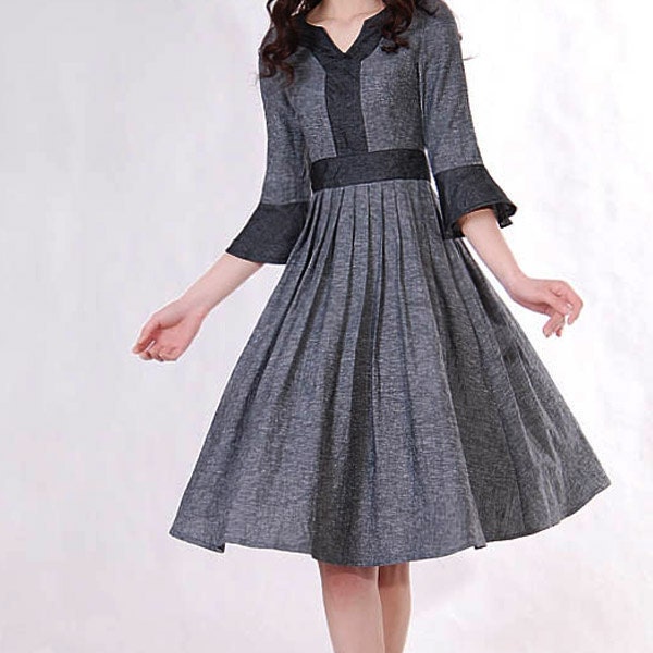 Grey linen dress (MM03)