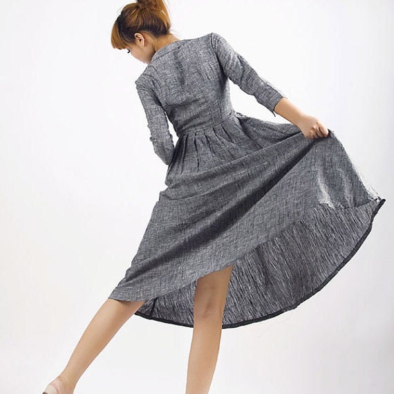 Grey dress/ linen dress (MM50)