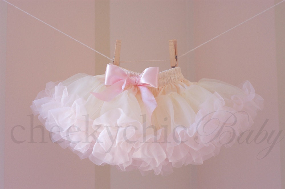 Pettiskirt Ivory Vintage Pink NEWBORN Luxe - by Cheeky Chic Baby