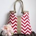 Chevron red & burlap  tote bag