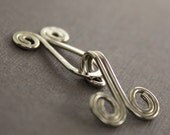 Handmade spiral German silver cardigan clasp or sweater clasp for knit and fabric