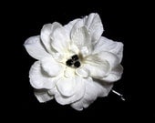 Black and white wedding hair bridal hair flower clip Hair pin white flower hair silk flower hairclip black rhinestone bling crystal