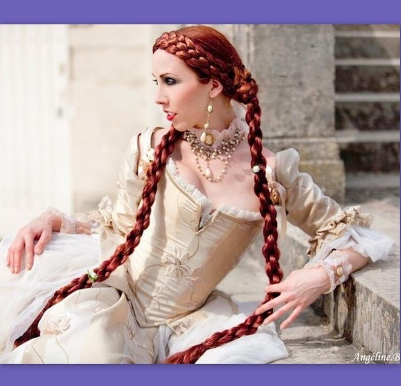 2 Medieval Renaissance costume wig SCA ren faire garb hair falls accessories long Braid hair extensions princess wig synthetic hair