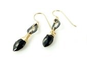 Simple black teardrop earrings, small classic earrings, black gemstone earrings, designer jewelry, delicate earrings, luxury jewelry