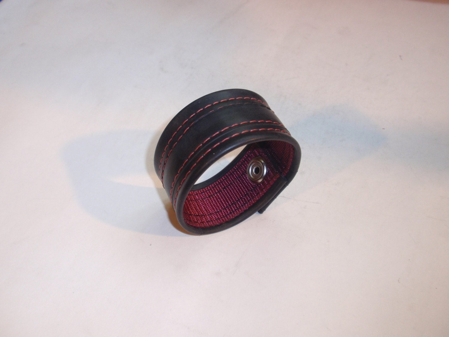 Handmade Recycled Rubber Bracelet- Maroon