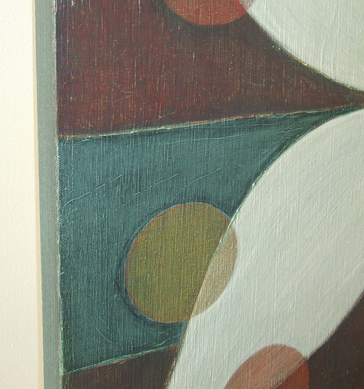 Contemporary Painting on Canvas White Flower with Dots