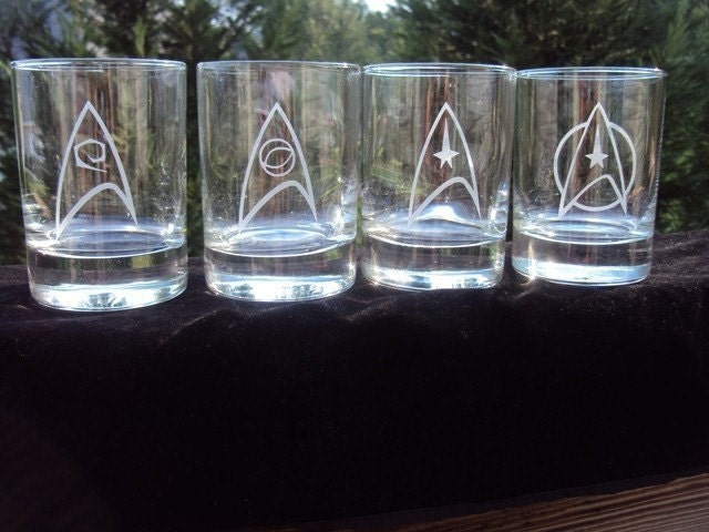 Star Trek Rocks Etched Glass Set by Jackglass on Etsy
