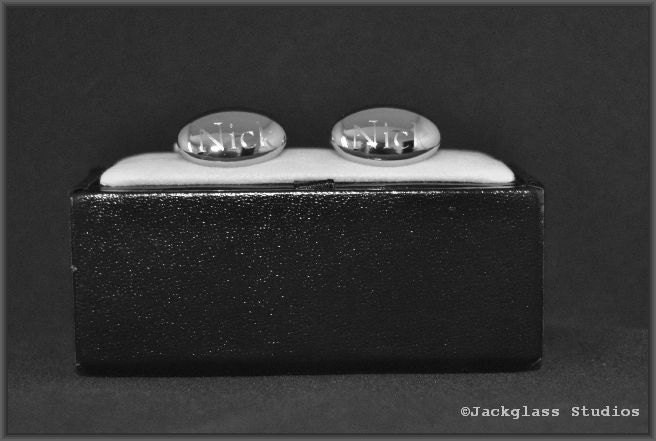Engraved Oval Cufflinks in Stainless Steel Groomsman, Ushers, Groom or Husband Gift, FOB by Jackglass on Etsy