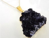 Amethyst Geode Pendant 30x27mm on 14K Gold Filled Rope Necklace