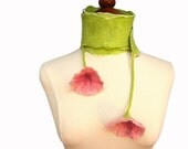 Felt Scarf with Flowers, Nuno Felt Scarf