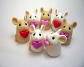 Tiny Valentine Love Mouse Ornament Sculpture Cake Topper Sold Individually