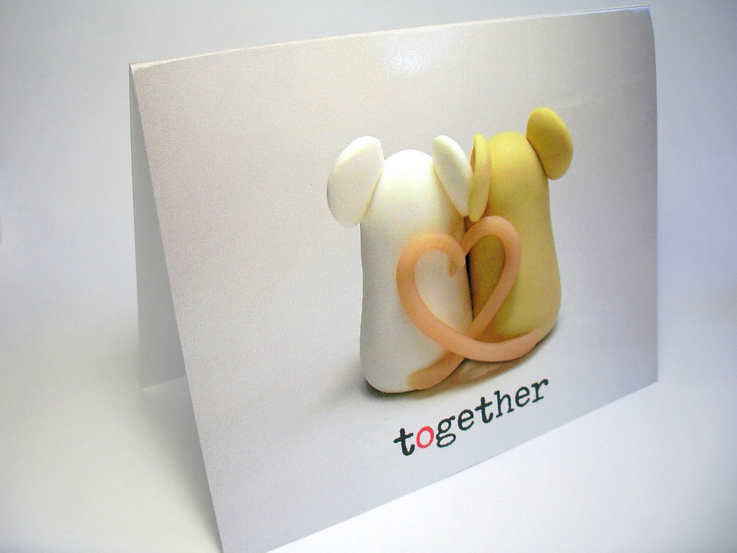Anniversary Valentine Card - 'Together' Love Mouse Couple