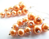 Pumpkin Pearl Cluster Earrings - matching necklace also available - fall colors - limited - weddings - bridesmaids - sets - beach