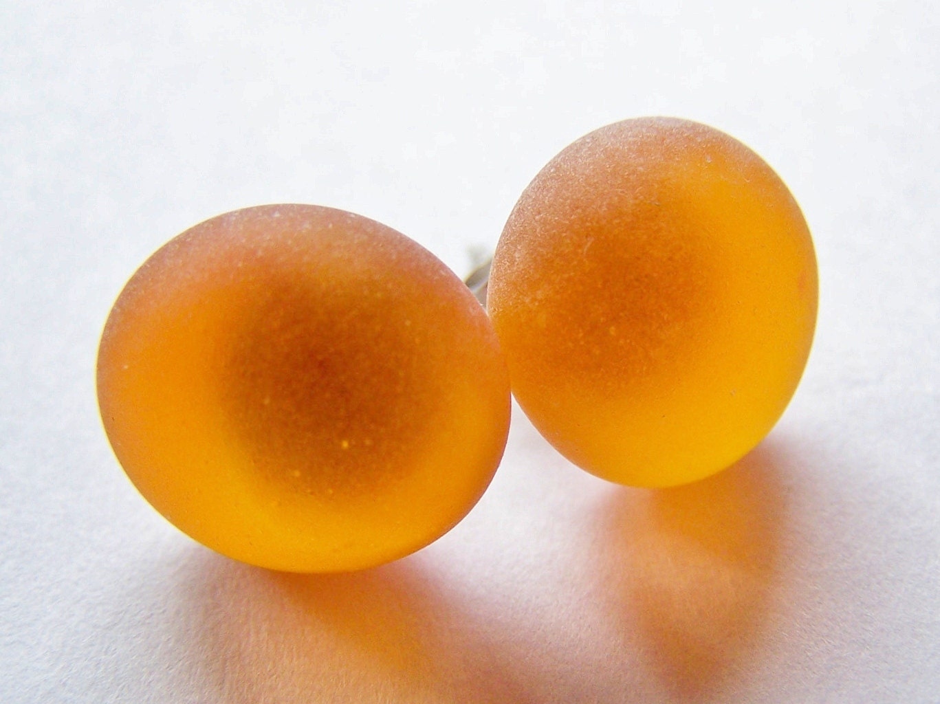 Tangerine Orange Seaglass stud earrings - a perfect gift - Fall - Autumn - bridesmaids - weddings - sale - lacylauragray