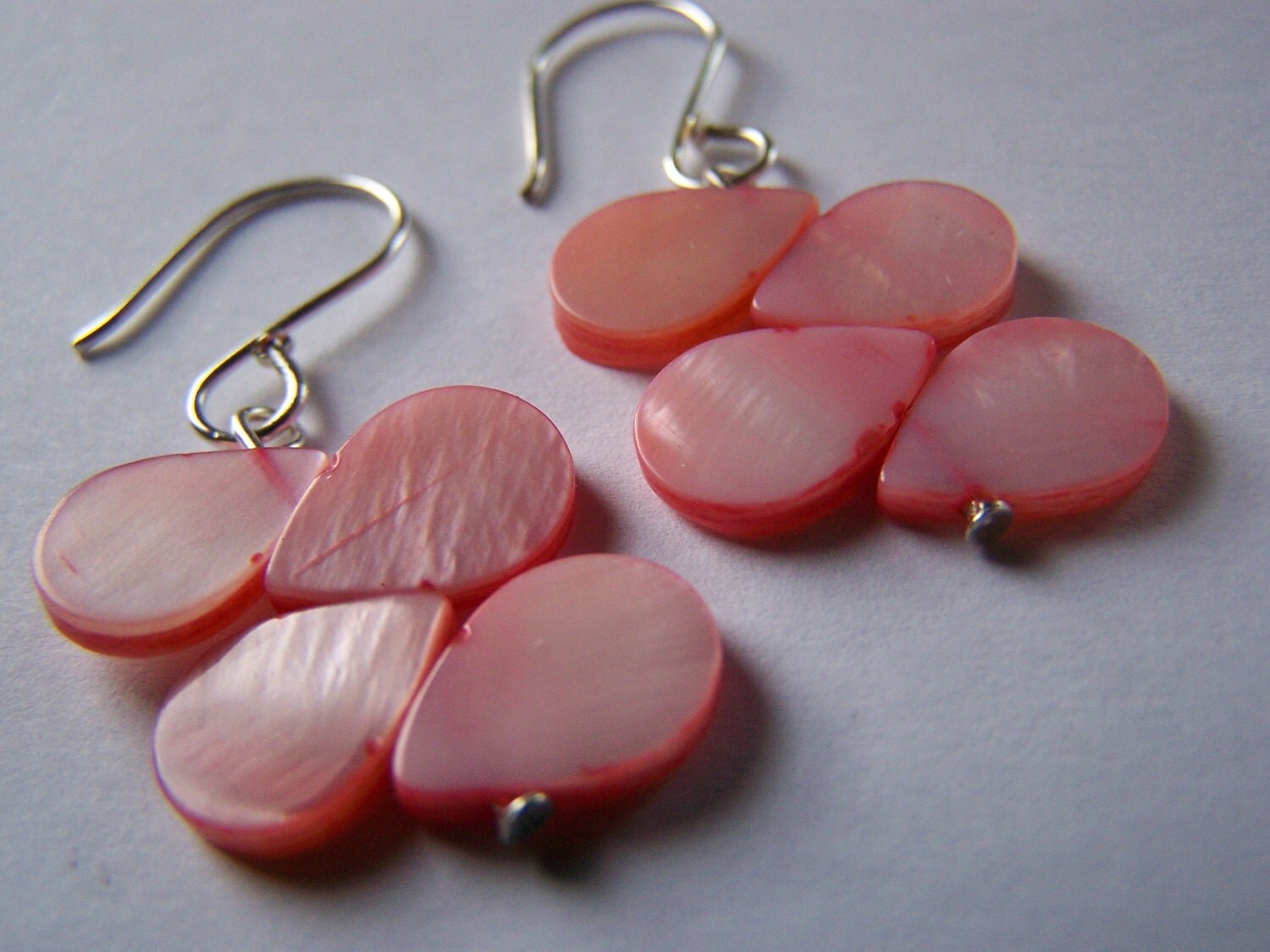 HE LOVES ME. Mother of Pearl Earrings - A beautiful gift for everyday wear or bridesmaids and weddings