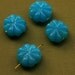 4 large vintage glass flower beads, teal