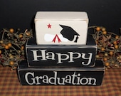 Happy Graduation primitive wood blocks
