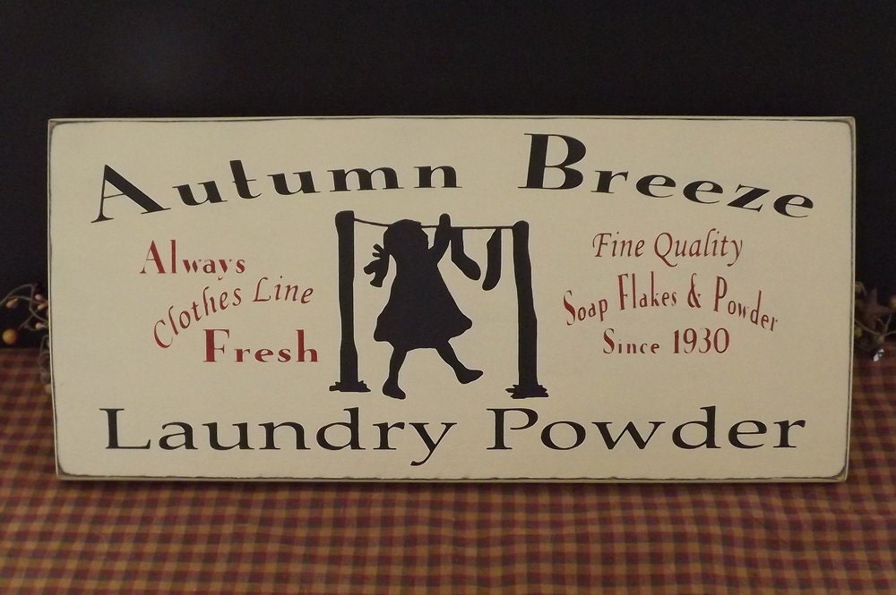 Autumn Breeze Laundry Powder primitive wood sign blocks