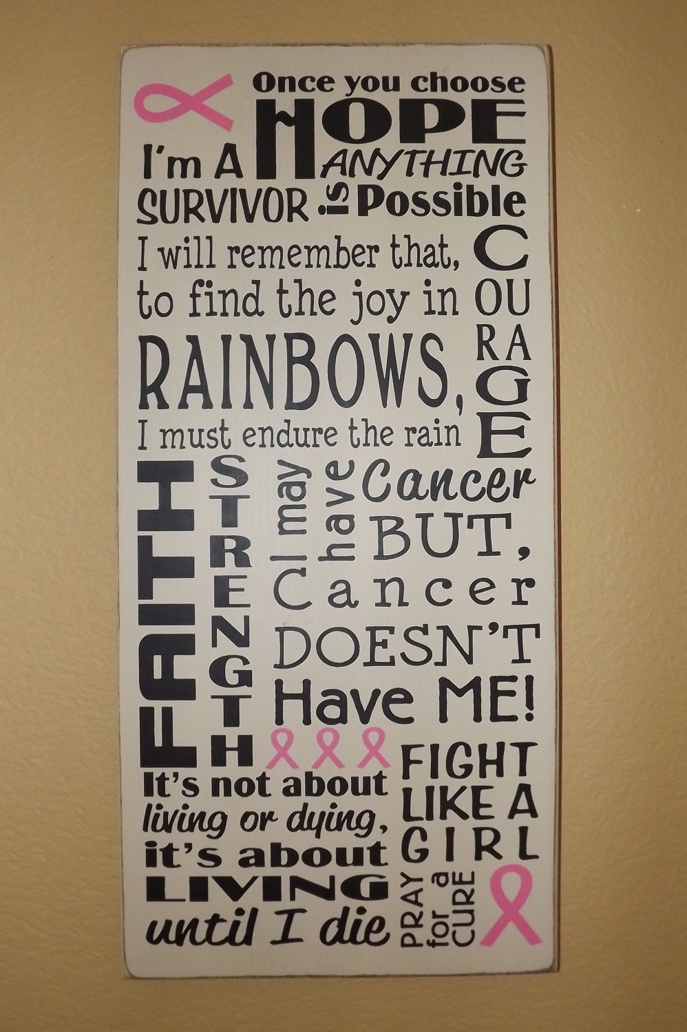 Breast Cancer Awareness Survivor primitive wood sign