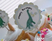 Dinosaurs Theme - Cupcake Toppers - Personalized - Birthday - Baby Shower - Choose the design Il_170x135