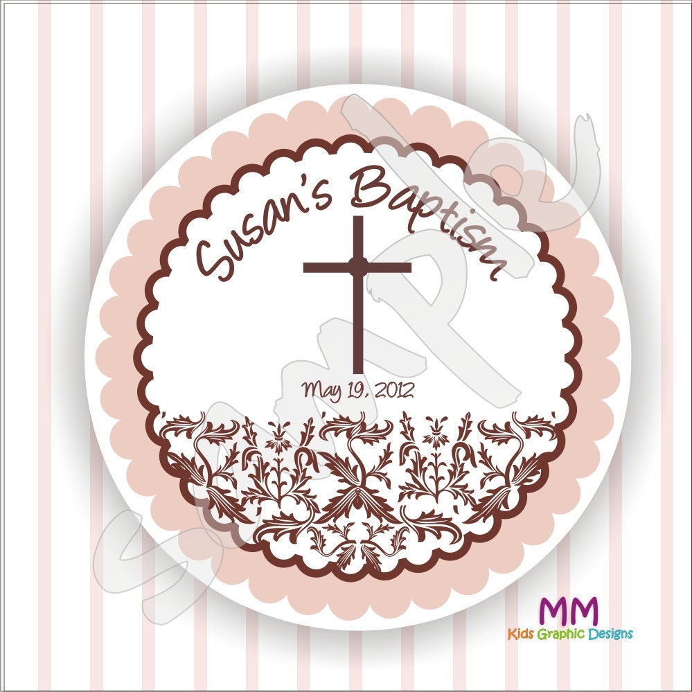 40 Thank You 2 inch circle Stickers - Baptism - Envelope Seal - Address Label - Personalized Il_170x135