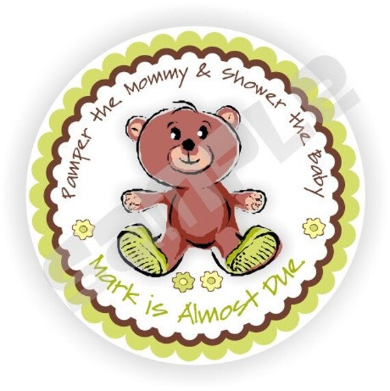 40 Thank You 2 inch circle Stickers - Birthday - Baby Shower - Envelope Seal - Address Label - Teddy Bear Theme - Personalized Il_570xn