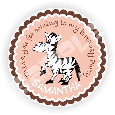 40 Thank You 2 inch circle - Stickers - Birthday - Baby Shower - Bridal Shower - Envelope Seal - Address Label - Zebra Theme - Personalized Il_570xn