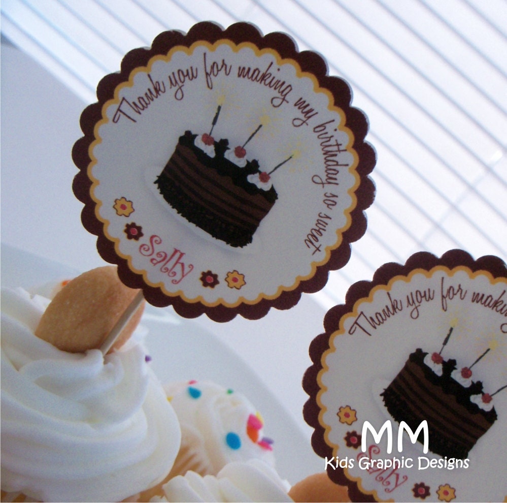 Cake Theme - 12 Cupcake Toppers - Personalized - Birthday - Baby Shower - Choose the design Il_570xn