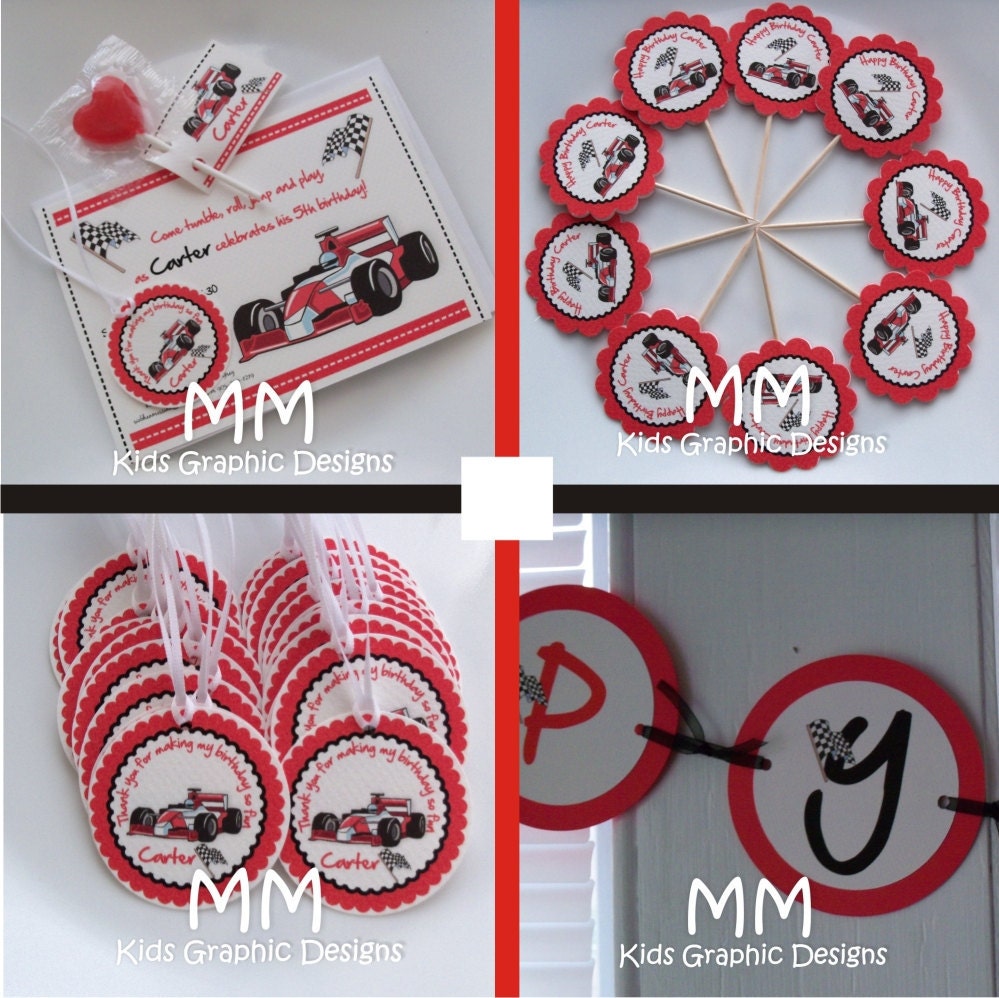 Racing Car Theme - Birthday Custom Package - Set of 20 Il_570xn