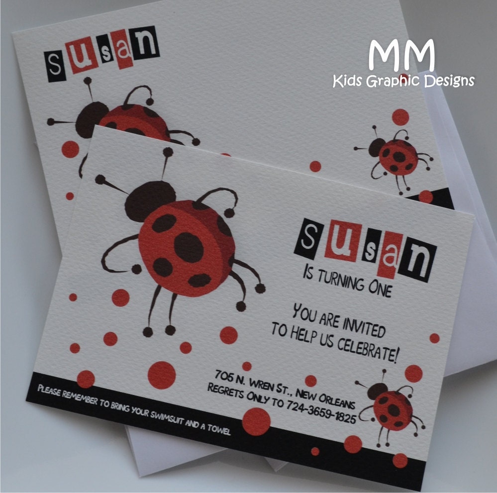Ladybug Theme - Set of 20 Invitation and 20 Thank You Cards with Envelopes Il_570xn