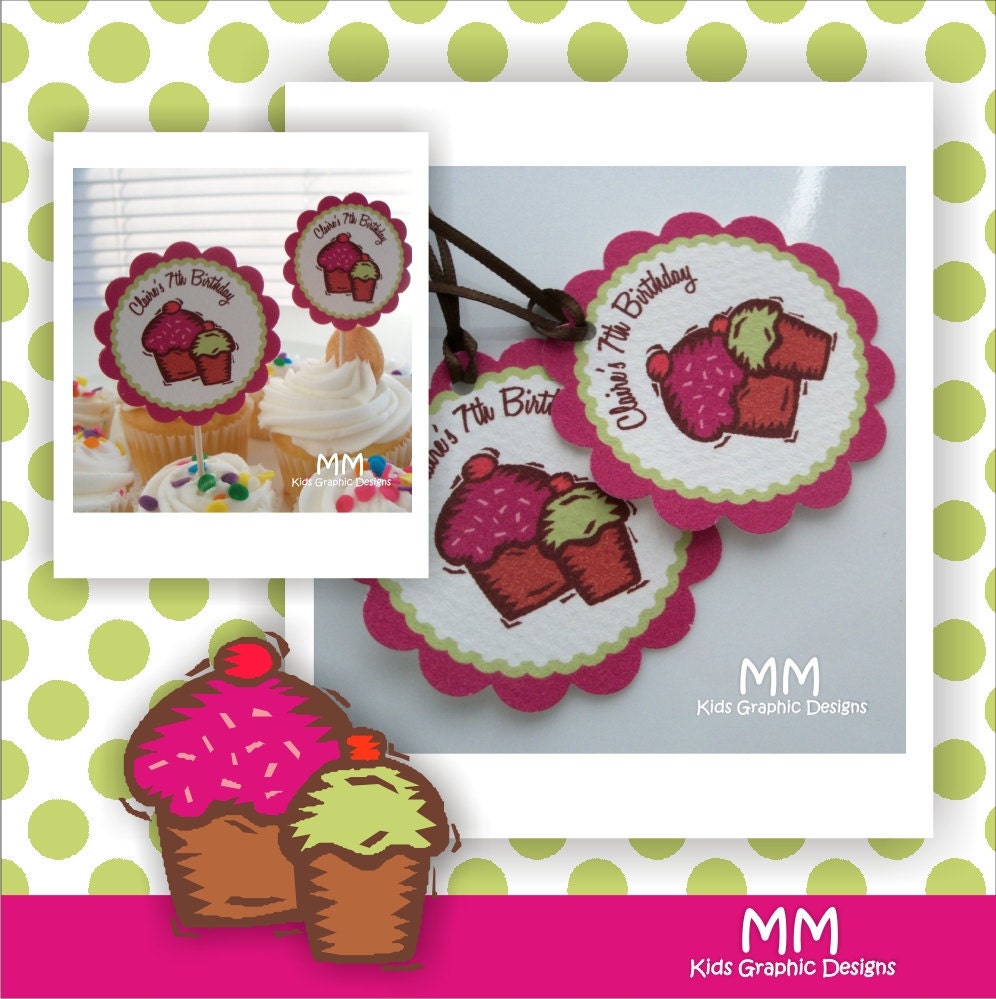 Cupcake Theme - Birthday Custom Package - Set of 20 Il_570xn