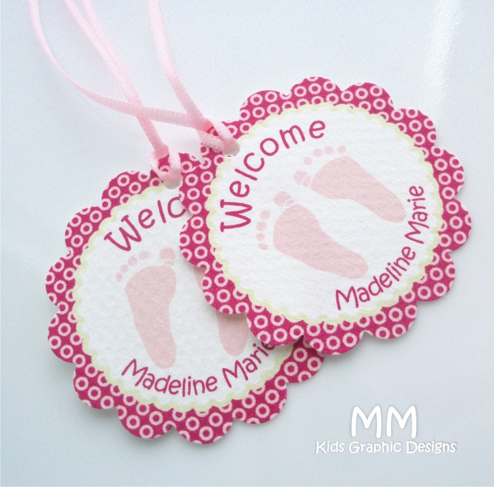 40 Thank You 2inch circle Tags with scalloped edges - It is a girl Theme - Birthday - Baby Shower - Baptism - Thank You - Personalized Il_570xn