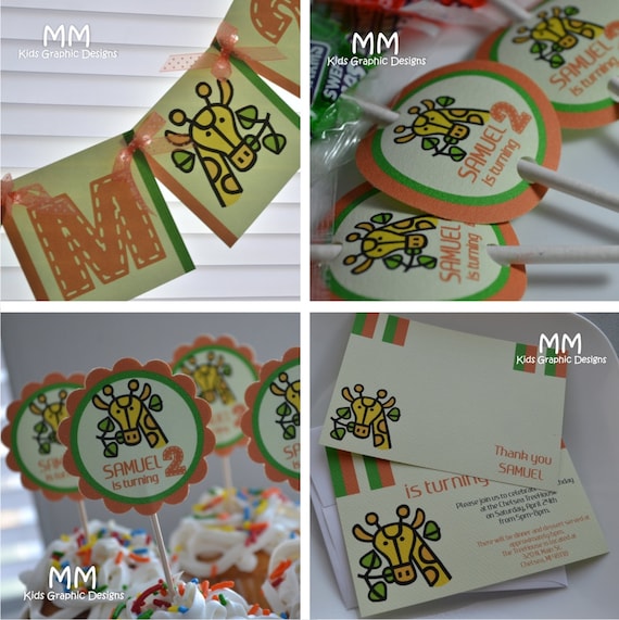 Giraffe Theme - Birthday Custom Package - Set of 20 Il_570xn